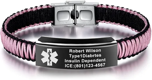 Miniatura 11 de Pulseras de alerta médica para mujeres Pulseras de identificación médica personalizables para hombres, niñas y niños Pulseras médicas trenzadas