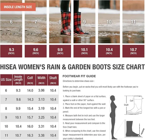 Miniatura 2 de HISEA - Botas impermeables de mujer para la lluvia botas de jardín a media pantorrilla para mujer