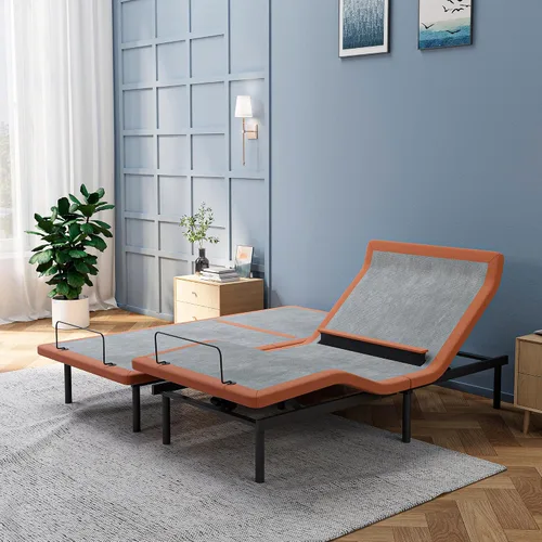 Miniatura 16 de ESHINE Marco de cama ajustable + colchón híbrido de 14 pulgadas, soporte lumbar, inclinación de almohada para la cabeza, control de aplicación