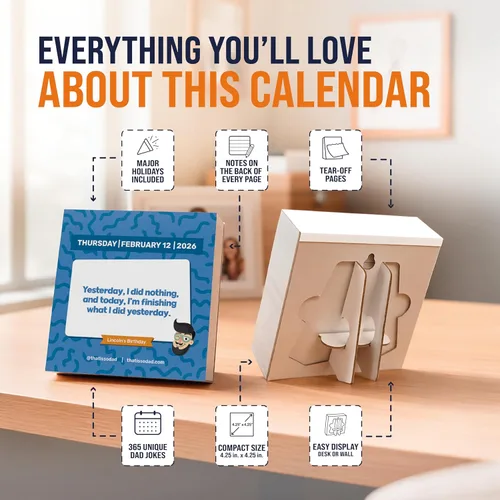 Miniatura 2 de Calendario de Bromas de Papá 2026 Calendario Desapegable de Una Página al Día, Regalo para el Amante de las Bromas de Papá, Gran Regalo
