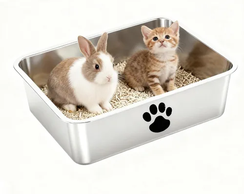 Caja de arena de acero inoxidable para gatos, pequeña bandeja de arena de metal para gatitos, bandeja de arena para interiores, suministros de
