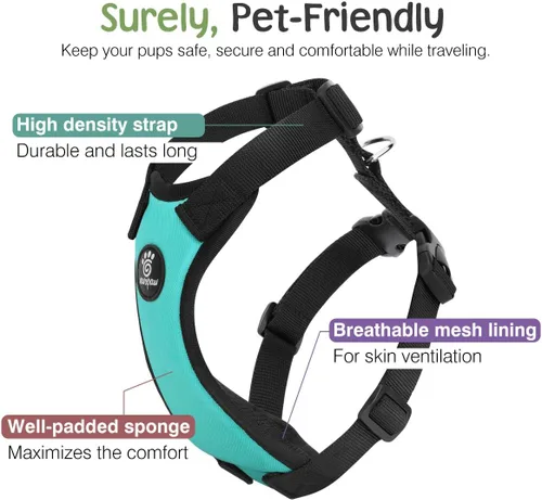 Miniatura 2 de VavoPaw cinturón de seguridad para perro, arnés de coche con peto de seguridad y hebilla ajustable para vehículo, cinturón de seguridad de nailon