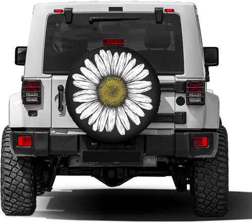 Miniatura 2 de Daisy Flower - Cubierta de neumático de repuesto a prueba de polvo para remolque, RV, SUV y muchos vehículos, 15 pulgadas