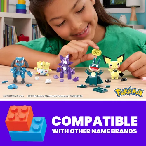Miniatura 2 de MEGA Juego de Juguetes de Construcción Pokémon Entrenador Paquete de 8 con 189 Piezas, 8 Personajes Articulados y Posables, 2 Pulgadas de Alto
