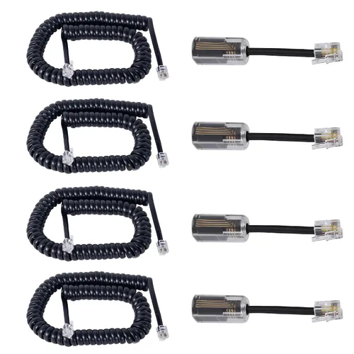 Miniatura 9 de Cable para teléfono celular, paquete de 5 unidades de 6.5 pies sin enrollar/1 pie en espiral para teléfono fijo cable 4P4C, accesorio de teléfono