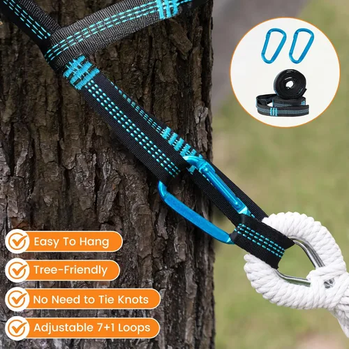 Miniatura 9 de Lazy Daze Hammocks Hamaca doble brasileña de algodón, extra grande, portátil, para acampar al aire libre, con correas para árboles y bolsa de viaje