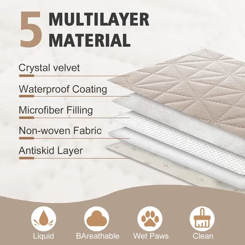 Miniatura 3 de Ameritex Funda de sofá impermeable para asientos, funda de sofá para perros, funda de sofá para mascotas, funda de terciopelo para silla, sofá Beige