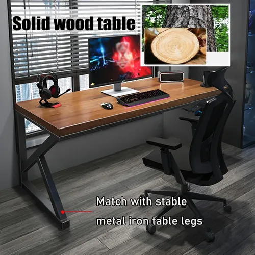 Miniatura 2 de Escritorio de oficina moderno y simple de madera maciza, escritorio de computadora de madera maciza para oficina en casa, escritorio multifuncional