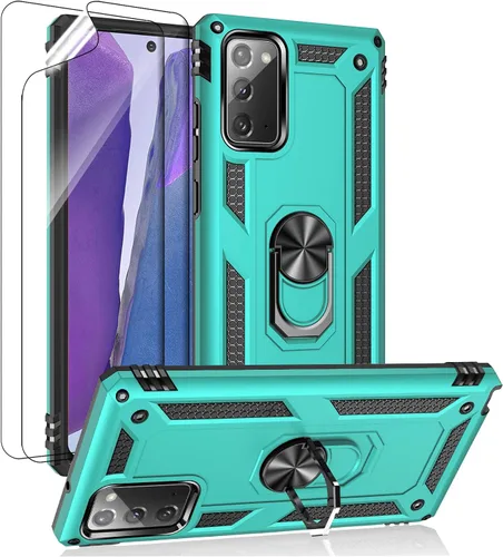 Miniatura 10 de Funda para Samsung Galaxy Note 20, Note20 5G con protectores de pantalla HD, soporte de anillo de metal de grado militar Androgate con soporte de 15