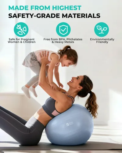 Miniatura 4 de Gruper Pelota de yoga, pelota de ejercicio extra gruesa para entrenamiento y estabilidad durante el embarazo, 4 tamaños, pelota de equilibrio