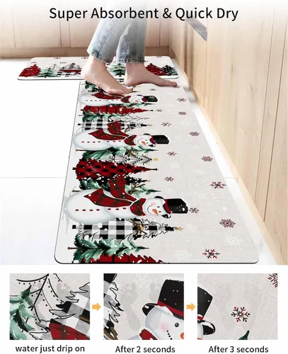Miniatura 4 de Tapete de baño de muñeco de nieve para bañera, antideslizante, de secado rápido y absorbente, tierra de diatomeas, fregadero, dormitorio, cocina
