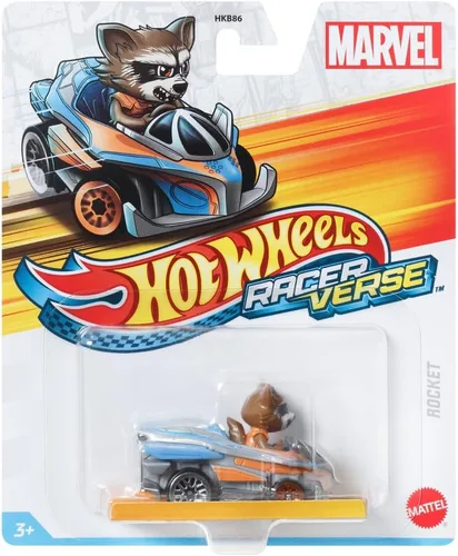 Miniatura 6 de Hot Wheels RacerVerse - Vehículo fundido a presión con conductor de mapache cohete escala 1:64