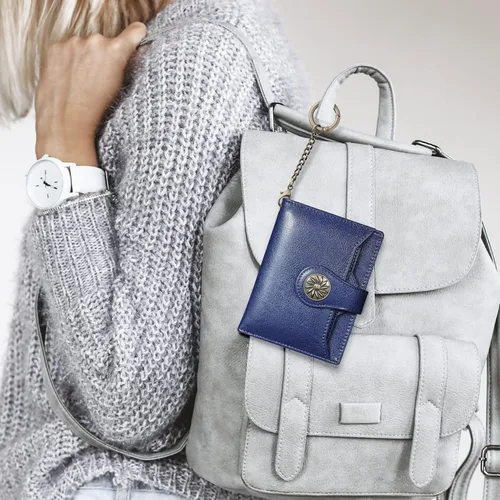 Miniatura 8 de Travelambo Rfid Wallet - Cartera de cuero para mujer, Azul profundo, Moda