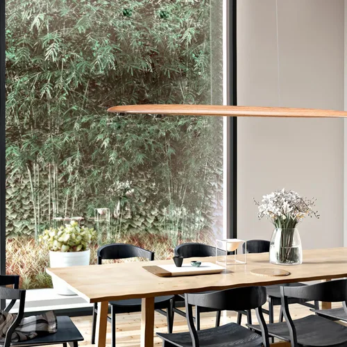Miniatura 8 de YISDESIGN Lámpara Colgante Lineal LED de Madera de 59" 40W, Lámpara LED para Comedor Regulable, Lámpara Colgante para Comedor, Cocina, Isla, Mesa