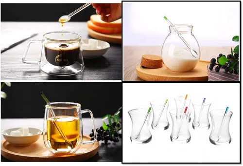 Miniatura 2 de Demitasse - Cucharas de café expreso, mini cuchara de café, cucharas pequeñas de vidrio de 4.33 pulgadas para té, cuchara mezcladora de varilla