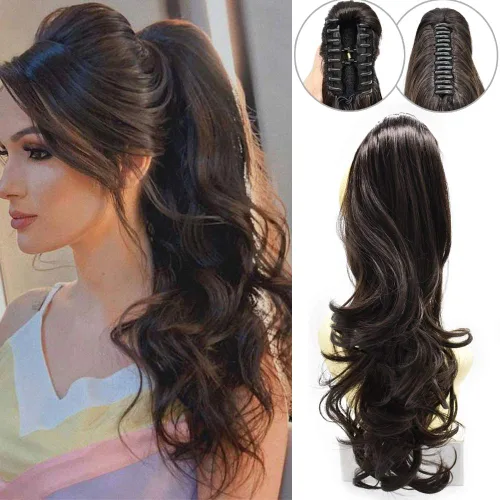 Miniatura 9 de LYRICAL HAIR Extensión de cola de caballo sintética para mujer, con cordón ajustable, pinza de mandíbula, larga, rizada, ondulada, extensión de cola
