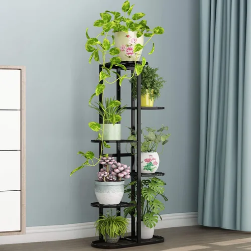 Miniatura 4 de Moutik - Soporte vertical para macetas de jardín, 6 niveles para 7 macetas, estantería múltiple para plantas