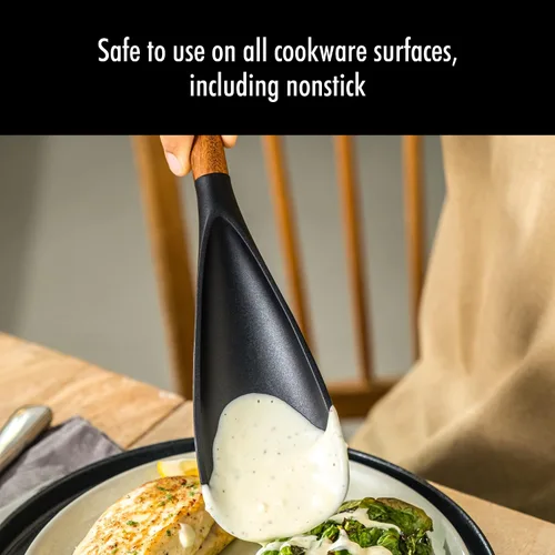 Miniatura 3 de STAUB Cuchara de espátula multifunción, ideal tanto para cocinar como para servir, silicona negra mate duradera sin BPA y cucharón de sopa, perfecto