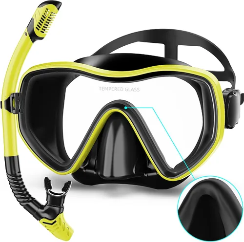 Miniatura 11 de Snorkeling Gear for Adults, Dry Snorkel Set 180° Panoramic Wide View Anti-Fog Scuba Diving Mask, Professional Snorkel Gear for Free Breathing