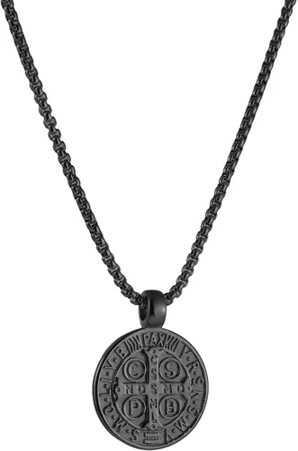 Miniatura 3 de Collar con colgante de exorcismo de San Benito para hombre, acero inoxidable, cruz católica, protección de demonios, cazador de fantasmas (CSPB)