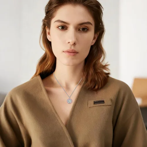Miniatura 553 de Collar con colgante de plata de ley 925 con medalla de San Patrón, joyería religiosa para hombres y mujeres, con cadena de acero inoxidable 316L