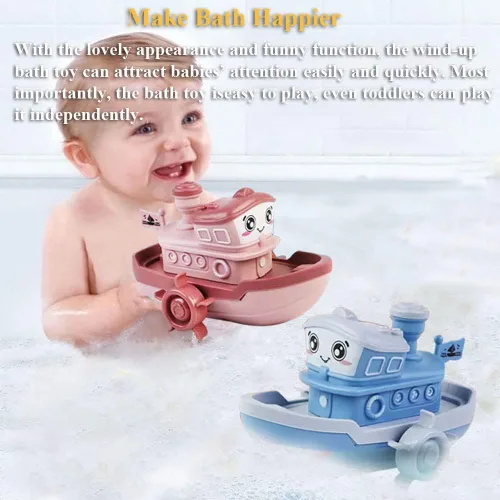 Miniatura 5 de Juguete de baño de barco de vapor de cuerda para bañera, juguete de bañera de vapor, juguete de agua, mecánica, barco, piscina, juguete