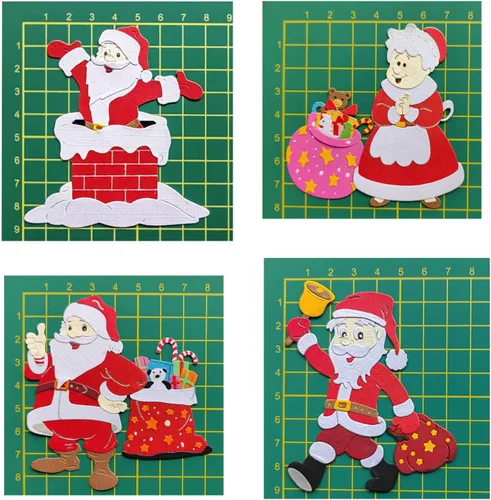 Miniatura 5 de 4 juegos de troqueles de Navidad de chimenea de Papá Noel para hacer tarjetas, suministros para álbumes de recortes, troqueles en relieve, plantilla