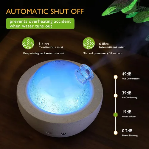Miniatura 6 de Difusor de aromaterapia de aceite esencial para el hogar dormitorio habitación grande piedra de vidrio ultrasónico aroma aroma niebla difusor