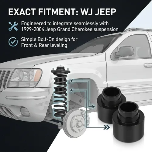 Miniatura 5 de PartsFlow Kit de elevación de suspensión completa de 3 pulgadas compatible con Jeep Grand Cherokee WJ 1999-2004 (2WD 4WD), juego de nivelación de 4