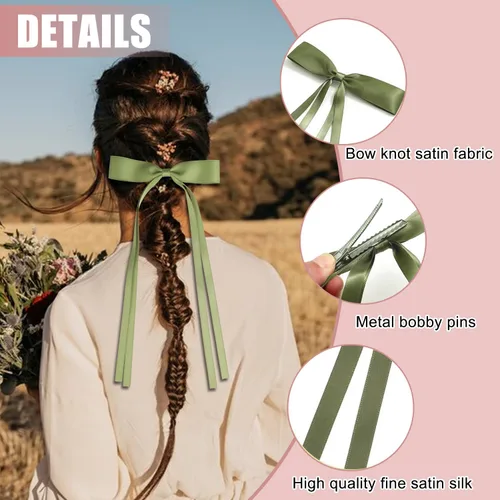 Miniatura 2 de Pinzas para el pelo con borlas y colas largas, bonitos pasadores de lazo, accesorios para el cabello para niñas y adolescentes, ideales para regalos