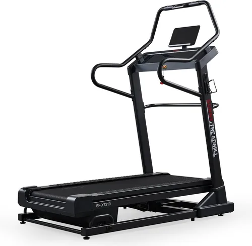 Sunny Health & Fitness Auto Incline Decline Treadmill for Home with Smart Connectivity and Interactive Console, Smooth and Quiet Motor with Cushion