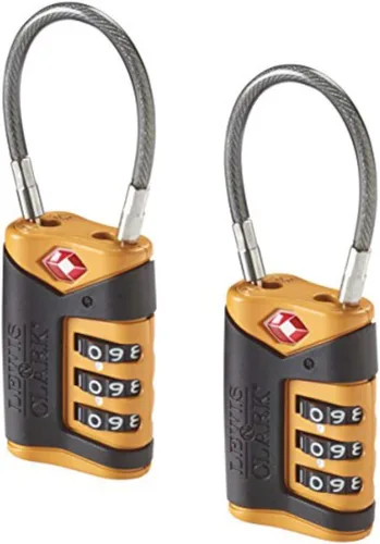 Miniatura 9 de Lewis N. Clark Candado de equipaje aprobado por la TSA + cable de acero para maleta, mochila, bolsa para laptop + bolso, perfecto para aeropuerto
