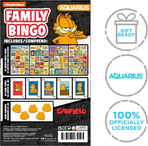 Miniatura 7 de Aquarius Garfield - Juego de bingo familiar de Nickelodeon, juego de mesa de fiesta para niños, adolescentes y adultos, regalo de gato lasaña