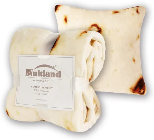 Miniatura 8 de Bnuitland Manta con patrón de tortilla y burritos de 72 pulgadas con funda de almohada (18 x 18 pulgadas), 300 GSM doble cara, gigante, divertida