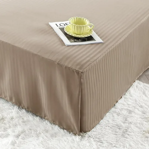 Miniatura 7 de HENGWEITEXT Falda de cama tamaño Queen con esquinas divididas, falda de cama plisada con esquinas divididas, faldas de cama con volantes