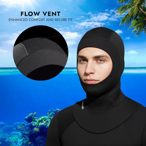 Miniatura 4 de Capucha de Buceo de Neopreno Térmico de 3mm para Hombres y Mujeres, Gorra de Traje de Neopreno para Esnórquel, Kayak, Vela, Surf con Ventilación