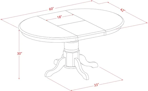 Miniatura 7 de East West Furniture KENL5-BLK-LC - Juego de mesa y sillas de cocina de 5 piezas, incluye una mesa de comedor ovalada con hoja de mariposa y 4 sillas