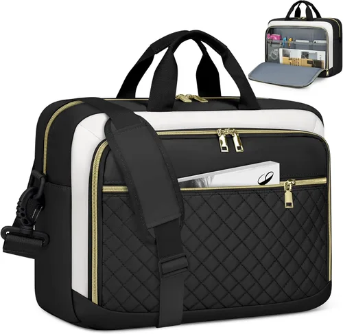Miniatura 11 de NEWHEY Bolsa para laptop de 17.3 pulgadas, maletín para computadora portátil para mujeres y hombres, bolsa de hombro impermeable, bolsa de mensajero