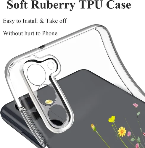 Miniatura 4 de Unov Funda compatible con Galaxy S23 transparente con diseño de TPU suave, absorción de golpes, patrón delgado en relieve protector de 6.1 pulgadas