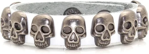 Miniatura 8 de Xusamss Pulsera de cuero con hebilla de aleación punk rock, muñeca de 7.5 pulgadas