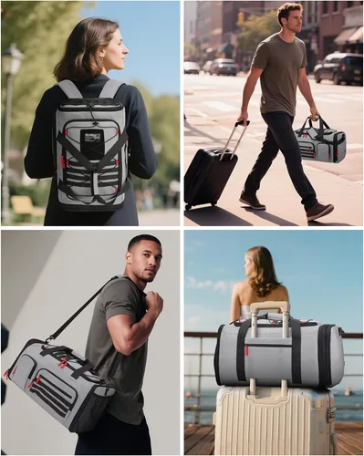Miniatura 7 de Bolsas de gimnasio para hombres y mujeres, bolsa de viaje deportiva de 45 litros con compartimento para zapatos, mochila de noche 3 en 1
