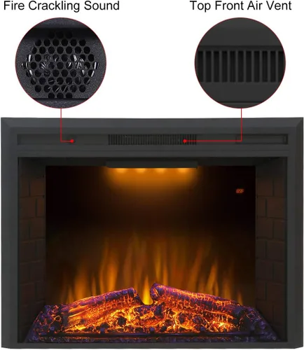 Miniatura 5 de Valuxhome 750 W/1500 W, Hogar eléctrico empotrado en la pared, con sonido a ramas ardiendo