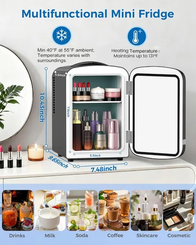 Miniatura 2 de Electactic Mini refrigerador para el cuidado de la piel, 4L/6 latas, refrigerador portátil compacto para cosméticos, refrigerador de escritorio