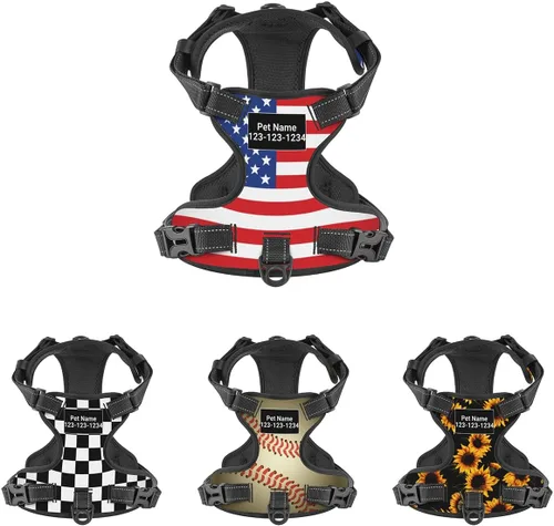 Miniatura 9 de 250th USA Anniversary Reflective Dog Harness No Pull Soft Vest Harness for Small Medium Large Dog Puppy Pets (Small Size)