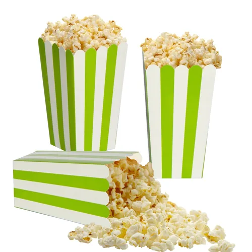 Miniatura 13 de 24 paquetes de cajas de palomitas de maíz con rayas rojas - Mini contenedores de papel para palomitas y caramelos para fiestas de carnaval, 2-Rojo