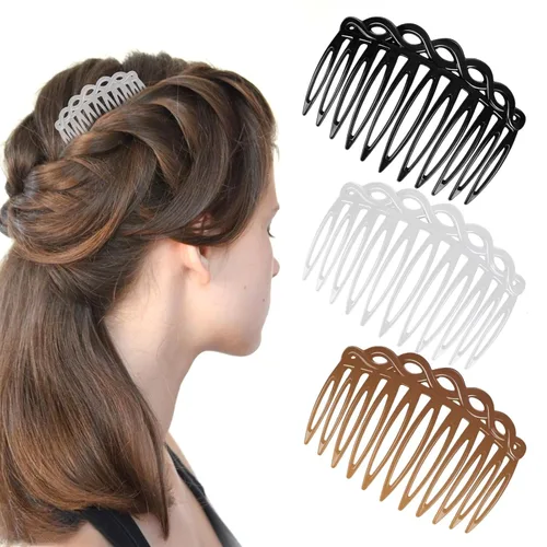 Miniatura 8 de COMNICO Juego de 6 peines laterales franceses para el cabello, accesorios de peine de pelo para mujer, juego de accesorios de plástico giratorio
