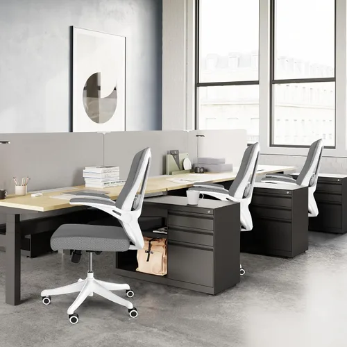 Miniatura 10 de Silla de oficina, silla ergonómica de escritorio cómoda para el hogar, silla de juegos con respaldo medio con ruedas, altura ajustable, soporte
