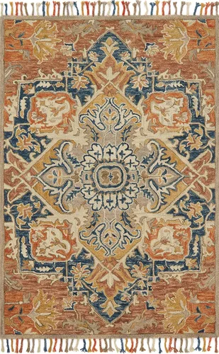 Miniatura 14 de Loloi Zharah Collection ZR-03 Rose/Denim, alfombra de pasillo de transición, 2'-6" x 7'-6" Rosa; azul oscuro