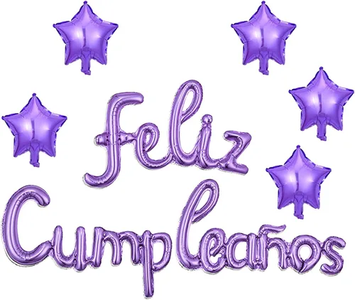 Miniatura 12 de Cartel de globos de Feliz Cumpleanos con 5 globos de estrella temática de fiesta