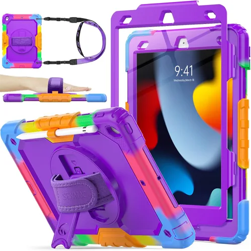 Miniatura 15 de SEYMAC stock Funda para iPad de 9ª/8ª/7ª generación de 10.2", a prueba de golpes con protector de pantalla, soporte para lápiz